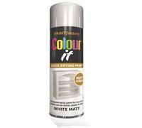 HitlineUK Quick Drying Spray Paint, Matt White, All-Purpose for Metal/Plastic/Wood, 250ml