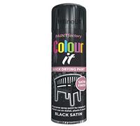 HitlineUK SATIN BLACK SPRAY PAINT AEROSOL COLOUR IT SPRAY CAN PAINT FOR PLASTIC FOR METAL FOR WOOD 250ML