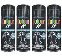 HitlineUK Spray Paint, 250ml Black Spray Paint Flat Matt, Wood Plastic Paint Sprayer, Multipurpose Interior & Exterior Black Spray Paint Flat Matt, Metal Spray Paint (4 Cans)
