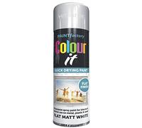 HitlineUK SPRAY PAINT, 250ML WHITE FLAT COLOUR IT MATT FINISH SPRAY PAINT DECORATIVE WOOD METAL