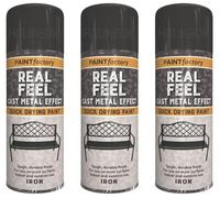 HitlineUK Spray Paint - 3 x 400ML Cast Iron Metal DIY Wood Paint Plastic Paint Cast Metal Effect Spray Paint