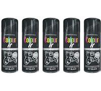 HitlineUK Spray Paint - Jet Black Gloss - (Case of 5 x 250ml cans) Spray Paint for Metal, Wood, Stone, Cardboard and Paper