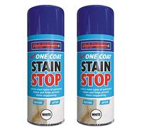 HitlineUK Stain Blocker Spray Paint White 400ml, Damp Proof Paint Stain Stop, Seals in One Coat for Brick, Concrete, Cement and Plaster Walls, Damp Seal (2 Cans)
