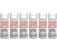 HitlineUK White Enamel Spray Paint 6 x 400ml Ideal For Metal, Wood & Plastic Paint, All Purpose Spray PaintFor Interior & Exterior Spray Paint White Gloss Smooth Finish