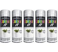 HitlineUK WHITE PAINT SPRAY, BRILLIANT WHITE GLOSS FINISH SPRAY PAINT DECORATIVE WOOD METAL PAINT COLOUR - IT 250ML (5 CANS)