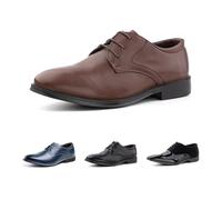 Hitmars Derby Shoes for Men Oxford Shoes Patent Leather Business Formal Dress Shoes Mens Lace Up Brogue Shoe Li2-Brown UK 10(EU45)