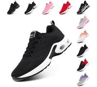 Hitmars Womens Trainers Running Shoes Air Cushion Gym Shoes Athletic Sports Lightweight Breathable Jogging Sneakers for Ladies Walking Shoes Black Size 7.5 UK