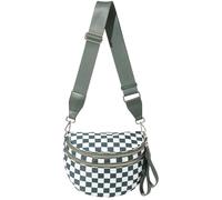 Hitnow Large Nylon Bum Bag for Women, Roomy Crossbody Fanny Pack with Plus Size Adjustable Strap, Beans Green Checkered