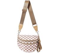 Hitnow Large Nylon Bum Bag for Women, Roomy Crossbody Fanny Pack with Plus Size Adjustable Strap, Brown Checkered