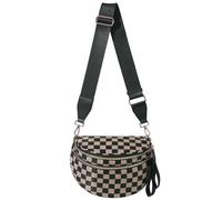 Hitnow Large Nylon Bum Bag for Women, Roomy Crossbody Fanny Pack with Plus Size Adjustable Strap, Khaki Checkered, Fashion