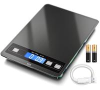 hito Rechargeable Kitchen Digital Scale 10kg/22lb Cooking Scale for Baking Waterproof Tare Function Ounces and Grams 1g/0.1oz Stainless Steel