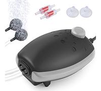 HITOP Aquarium Air Pump with Accessories, Silent Oxygen Pump for Aquarium, Whisper Aerator for Fish Tank 30L to 400 Litres (BLACK -GRAY)