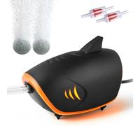 HITOP Powerful Aquarium Air Pump, Dual Outlets Aquarium air pump, Adjustable Oxygen Aerator with accessories, for 60-600L Fish Tank (With LED)
