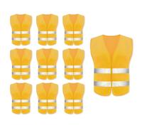 Hitopin 10PCS Reflective High Visibility Vests, Hi Vis Safety Vests, High Vis Jacket with 2 Reflective Strips, for Traffic Work, Running, Surveyor and Security Guard (Universal Size)
