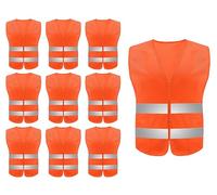 Hitopin 10PCS Reflective High Visibility Vests, Hi Vis Safety Vests, High Vis Jacket with 2 Reflective Strips, for Traffic Work, Running, Surveyor and Security Guard (Universal Size)