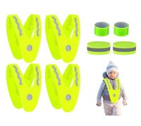 Hitopin 4 Pieces Reflective Vests for Kids, Warning Safety Vests, V-Shape Night Warning Reflector Vest, Hi Vis Vests for Kids, with 4 High Visibility Armbands, For Kids, Running, Cycling