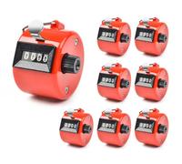 Hitopin 8PCS Hand Tally Counters, Metal Mechanical Counters, 4-Digit Clicker Counter, Metal Hand Tally Counters, 4 Digit Hand Tally Counters, for Coaching, Golf Scoring, Meeting, Counting (Red)