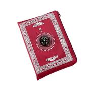 Hitopin Portable Waterproof Prayer Mat Light and Muslim Prayer Rug with Compass Muslim Prayer Rug Qibla finder and Booklet Red Color