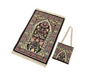 Hitopin Prayer Mat, Prayer Rug Islam, Prayer-Mat Islamic, Muslim Prayer-Rug, with Elegant Design Bags, Soft Prayer Carpet, for Ramadan Islamic Muslim Prayer, Great Gift for Family, Friends (Brown)