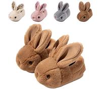 Hitopteu Kids Bunny Slippers - Cute Plush Winter Warm House Shoes Anti-Slip Rabbit Slippers for Toddler Boys & Girls Brown A 8-8.5 UK 25-26 EU 180