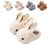 Hitopteu Kids Bunny Slippers - Cute Plush Winter Warm House Shoes Anti-Slip Rabbit Slippers for Toddler Boys & Girls White 6-7 UK 24-25 EU 160