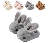 Hitopteu Kids Bunny Slippers - Cute Plush Winter Warm House Shoes Anti-Slip Rabbit Slippers for Toddler Boys & Girls Grey 6-7 UK 24-25 EU 160