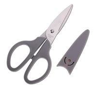 HITOPTY Grey Multipurpose Scissors, 6in Straight Sturdy Sharp Scissors for Office School Student Home General Use Sewing Fabric Craft Supplies with Cover