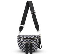 HiTotes Checkered Bum Bags for Women Nylon Crossbody Bag Checkerboard Sling Purse with Multiple Pockets for Daily Use