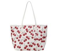 HiTotes Cherry Tote Bag for Women Cherry Purse Strawberry Shoulder Handbag Summer Fruit Print City Tote Bag for Daily Use