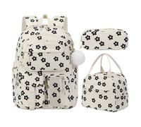 HiTotes Coquette Backpack School Bag for Girls 3Pcs Set Strawberry Backpack Kawaii Daypack for Secondary Primary Middle School
