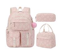 HiTotes Coquette Backpack School Bag for Girls 3Pcs Set Strawberry Backpack Kawaii Daypack for Secondary Primary Middle School
