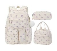 HiTotes Coquette Backpack School Bag for Girls 3Pcs Set Strawberry Backpack Kawaii Daypack for Secondary Primary Middle School