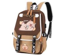HiTotes Cute Capybara Backpack School Bag Aesthetic Preppy Cartoon Rucksack Kawaii Stitch Flap Backpack Ita Bag