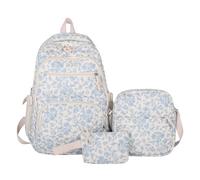 HiTotes Floral Backpack School Bag for Girls 3Pcs Set Coquette Quilted Backpack Kawaii Daypack for Secondary Primary Middle School