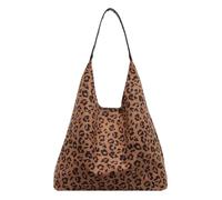 HiTotes Leopard Purse Cheetah Tote Bag for Women Leopard Print Slouchy Bag Leopard Suede Hobo Bag with Small Purse