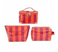 HiTotes Striped Makeup Bag 3pcs Vanity Case Set PVC Cosmetic Bag Travel Toiletry Bag