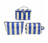 HiTotes Striped Makeup Bag 3pcs Vanity Case Set PVC Cosmetic Bag Travel Toiletry Bag