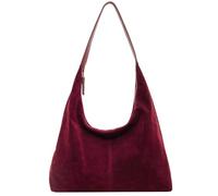 HiTotes Suede Tote Bag for Women Large Slouch Hobo Bags Brown Suede Purse Crescent Shoulder Work Tote Handbag