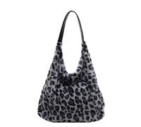 HiTotes Y2K Purse Fuzzy Tote Bag Fluffy Hobo Handbag for Women Leopard Print Shoulder Bag Y2K Bag Leopard Fluffy Bag Fuzzy Purse Plush Tote Bag