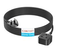 HITRENDS 1 Gang Extension Lead 4.5 M, Single Socket Extension Lead with 13 Amp Fused, UK 3 Pin Plug (13A,3250W Max), Sturdy Plug Extension for Travel, Home, Office, Black