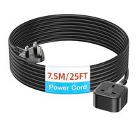 HITRENDS 1 Gang Extension Lead 7.5M, Single Socket Extension Lead with 13 Amp Fused, UK 3 Pin Plug (13A,3250W Max), Sturdy Plug Extension for Travel, Home, Office, Black