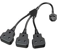 HITRENDS 3 Way Extension Lead with Flexible Cable, 3-n-1 Extension Cable, Adapter Plug UK Turn 1 to 3, Short Extension Lead Black
