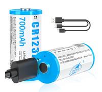HITRENDS CR123A Rechargeable Batteries with USB-C Charging Port - 700mAh 3V Lithium Battery Pack, 1000-3000 Cycles, Leak-Proof & Eco-Friendly for Cameras, Flashlights, Smoke Detector (2)
