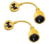 HITRENDS EU to UK Plug Adapter | 25CM Short Cable | With 13A Fused | Converts EU 2-Pin to UK 3-Pin | 250V/13A, 3250W for Power Tools & Appliances, Yellow 2-Pack