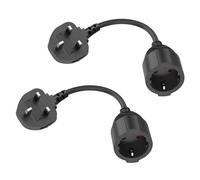 HITRENDS EU to UK Plug Adapter | 25CM Short Cable | With 13A Fused | Converts EU 2-Pin to UK 3-Pin | 250V/13A, 3250W for Power Tools & Appliances, Black 2-Pack