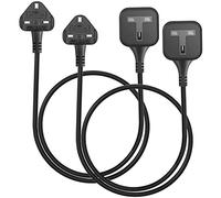 HITRENDS Single Socket Extension Lead 0.3m, 1 Gang UK 3-Pin Plug with Fused (13A 3250W Max), Short Extension Cord for Travel, Home, Office, Black (2-Pack)