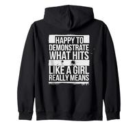 Hits Like A Girl Karate Power Message Zip Hoodie