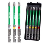 HitScrews 100mm/4'' JIS #1#2#3 Screwdriver Bits 9/13mm Dual-Groove Shank | Taiwan S2 Steel Japanese Cross Point Bits with Magnetic CNC Precision Tip, for Honda Yamaha Kawasaki Motorcycle -5PCS