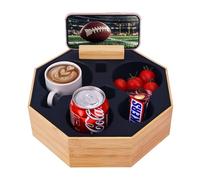Hitseon Couch Cup Holder Tray, Octagonal Silicone Bamboo Sofa Cup Holder with Rotatable Phone Holder for Bed Car Seat Organizer, Waterproof Anti-spill Couch Caddy for Snacks Beverage Remote (Black)