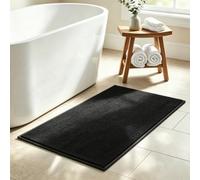 HITSLAM 80x50cm Chenille Bath Mat Non Slip, Ultra Absorbent, Black